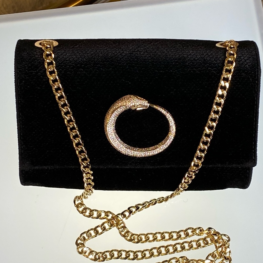 ROBERTO CAVALLI VELVET CRYSTAL SNAKE CROSSBODY
